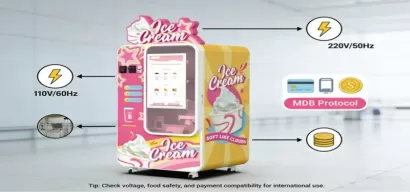 كيفية حل قضايا الجهد والامتثال لآلات بيع الآيس كريم في بلدان مختلفة